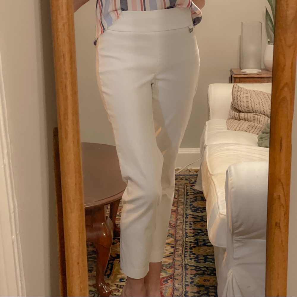 PREMISE Crisp White Cropped Trousers